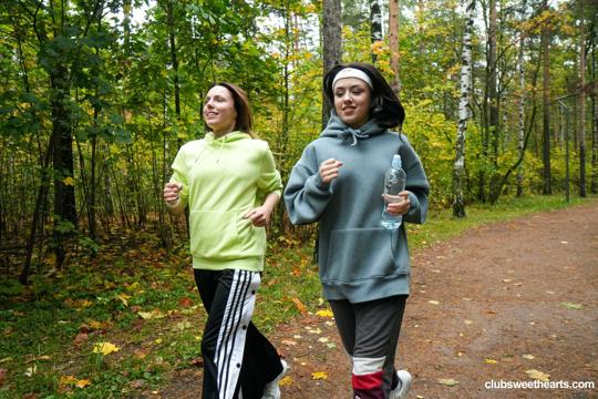 Violet Clarke and Rihanna Black in Club Sweethearts set World Run Day