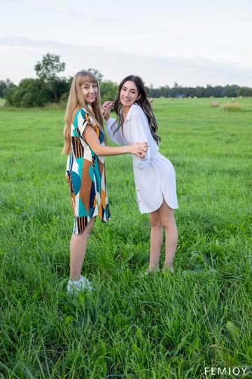 Arete and Yeva in Femjoy set In the Field